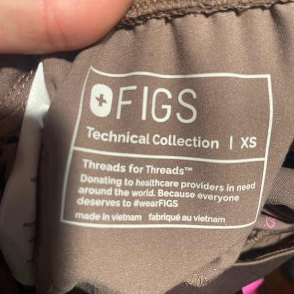 Figs Women's Brown Joggers with Pink Drawstring - Picture 3 of 4